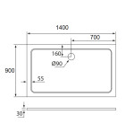 H K - THOR Sprchová vanička z liateho mramoru, obdĺžnik, 140x90x3 cm SE-THOR-14090