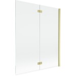 MEXEN - MIST vaňová zástena 140x150 cm 6mm 2-s, zlatá kartáčovaná, číra, pravá 8A9-140-002-55-00-P