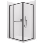 CERANO - Sprchovací kút Versaro L/P - 6 mm - čierna matná, transparentné sklo - 110x100 - zasúvacia CER-8050BD80293