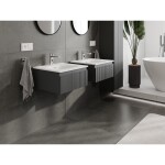 MEXEN/S - Rivel kúpeľňová skrinka 50 cm s umývadlom Vela, 1 šuplík, reliéf, grafit mat/biela mat 91A20-05023-1-BF66-W23M01