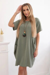 Dámske šaty s vreckami a príveskom 29473 light khaki - Kesi UNI