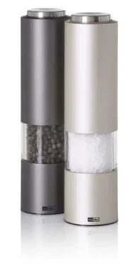 AdHoc eMILL.3 tmavo šedá / Mlynček na soľ a korenie / keramický mechanizmus CeraCut® / nerez/akryl / výška 21,5 cm