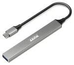 PORT CONNECT 900163 strieborná / USB-C húb / 4X USB / USB-C PD 100W / hliníkové telo (900163)