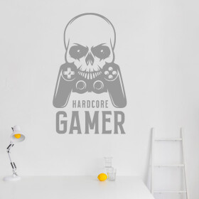 Veselá Stena Samolepka Hardcore Gamer Farba: šedá, Veľkosť: 100 x 61 cm