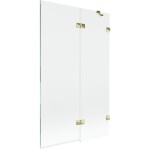 MEXEN/S - Lunar vaňová zástena 2-krídlová pravá 110 x 150, transparent, zlatá 897-110-100-50-00-P