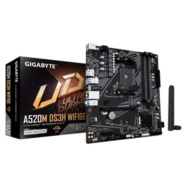 GIGABYTE A520M DS3H WF6E / Základná doska / AMD A520 / AM4 / 4X DDR4 / Wi-Fi 6E / Bluetooth 5.3 / mATX (A520M DS3H WF6E)