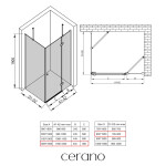 CERANO - Sprchovací kút Marino Ľ/P - 6 mm - chróm, transparentné sklo - 120x80x190 - pántový CER-422835