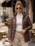 Dámska prešívaná bunda s odnímateľnou kapucňou, hnedá, FashionStreet TY5796 L