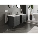 MEXEN/S - Rivel kúpeľňová skrinka 50 cm s umývadlom Vela, 2 zásuvky, reliéf, grafit mat/biela mat 91A20-05047-2-BFF66-W23M01