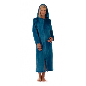 Unisex župan SIENA dlhý s kapucňou a zipsom 3656 6430 petrol - Vestis S