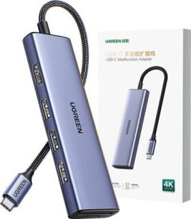 Ugreen Adapter HUB UGREEN CM511 USB-C do HDMI, 3x USB-A 3.0, SD/TF