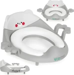 ECOTOYS Záchodová doska pre deti sivé / Nadstavec na WC / protišmykové / madlá (PP104 GREY)