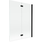 MEXEN - MIST vaňová zástena 130x150 cm 6mm 2-s, čierna, číra, pravá 8A9-130-002-70-00-P