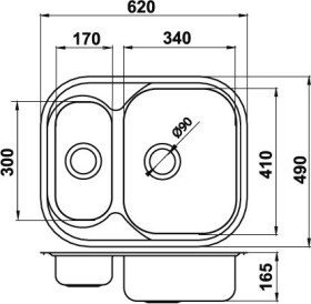 NOVASERVIS - Drez 49x62 1+1/2 s odkvapom a prepadom nerez DR49/62