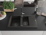 MEXEN/S MEXEN/S - Gaspar granitový drez 1.5 s odkvapkávačom vrátane batérie Flora, čierna/zlatá 6507-75-670401-07-B