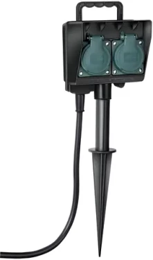 Brennenstuhl Záhradný rozvádzač so zemným hrotom čierna / Záhradný rozvádzač / 2x zásuvka / IP44 / 16 A (1154430)