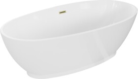 MEXEN/S - Bilbao voľne stojaca vaňa 180 x 90, biela, sifón a prepad zlatá kartáčovaná 51311809000-55