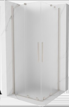 MEXEN/S - Velar Duo sprchovací kút, posuvné dvere 100 x 100, dekor, nikel kartáčovaný 871-100-100-32-97