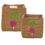 Rice Úložný košík Raffia Square Tea Radish - set 2 ks