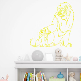 Veselá Stena Samolepka Mufasa a Simba Leví kráľ Farba: žlutá, Veľkosť: 100 x 101 cm