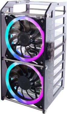Seeedstudio Obudowa do Raspberry Pi i Jetson Nano z ventilátorami RGB do budowy klastra i NAS - 8 warstw - Rack Tower Pro}