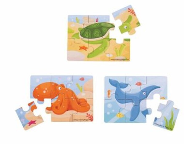 Bigjigs Toys Puzzle 3v1 morské zvieratká