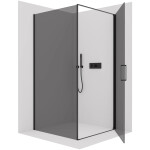 CERANO - Sprchovací kút Porte Ľ/P - 8 mm - čierna matná, grafitové sklo - 100x70x195 - otočný CER-8050BD7485
