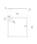 OMNIRES - CAMDEN akrylátová sprchová vanička štvorec, 90 x 90 cm biela lesk /BP/ CAMDEN90/KBP