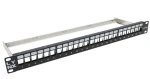 Lynx PP19-24NS- Lynx čierna / Patch panel / 24 portov / Cat5e/6/6A/7 / STP / 1U / 19" / vyväzovacia lišta (PP19-24NS-LYNX)