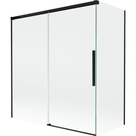 MEXEN/S - Rox vaňová zástena 2-krídlová posuvná 150 + 70 x 150, transparent, čierna 8C9-150-070-70-00