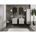 MEXEN/S - Orio kúpeľňová skrinka 50 cm s umývadlom Vela, 2 zásuvky, sivá mat/biela mat 91A10-05047-2-BFF62-W23M01