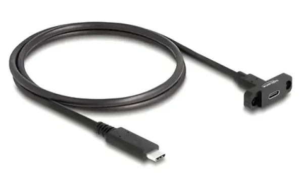 DeLock USB-C 10 Gbps 1 m čierna / Predlžovací kábel / USB 3.2 Gen 2 / panelová zásuvka - zástrčka (87824)