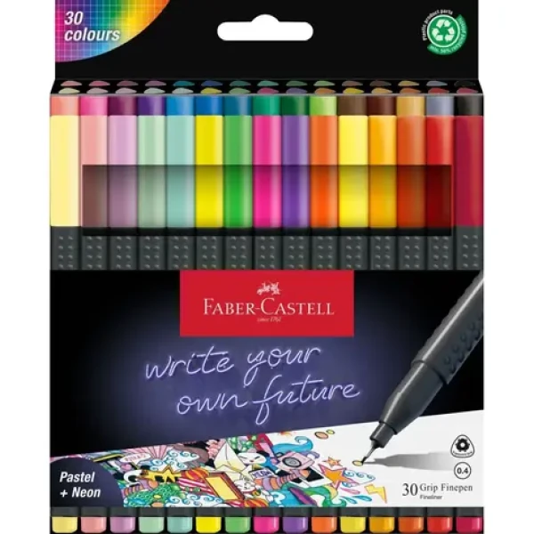 Faber-Castell Grip Finepen Popisovač - 0.4 mm plastové púzdro 30 ks (151630)