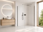 CERANO - Sprchová zástena Walk-in Onyx TL/P - 8 mm - hranatá vzpera - čierna matná, transparentné sklo - 120x110x200 CER-8050BD2893