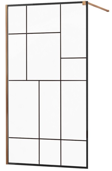 MEXEN/S - KIOTO Sprchová zástena WALK-IN 120x200 cm 8 mm, chróm, ružové zlato vzór 2 800-120-101-60-78