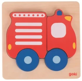GOKI Drevené vkladacie puzzle Hasičské auto
