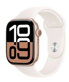 Apple Watch Series 10 GPS+Cellular 46mm Ružovo zlaté hliníkové telo - Svetlo rumenný športový remienok (S/M) / 140-190 mm (MWY63)