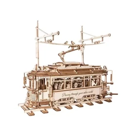 Robotime 3D drevené mechanické puzzle Električka