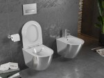 MEXEN - Lena Závesná WC misa vrátane sedátka s slow-slim, duroplast, biela/strieborná 30224004