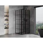 MEXEN/S - Mist-F sprchovací kút skladacie dvere pravá 80 x 80, čierna kratka, čierna 8A6T-080-080-70-77-P
