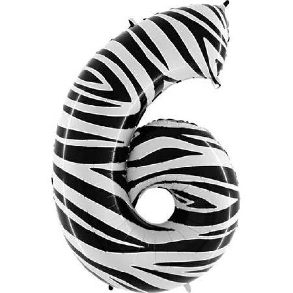 Nafukovací balónik číslo 6 zebra 102 cm extra veľký - Grabo