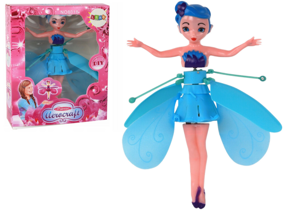 Mamido Magická lietajúca bábika víla modrá ovládaná rukou