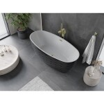 MEXEN/S - Olea voľne stojaca vaňa vzor 170 x 80, biela/čierna, sifón a prepad zlatá 52821708075-50