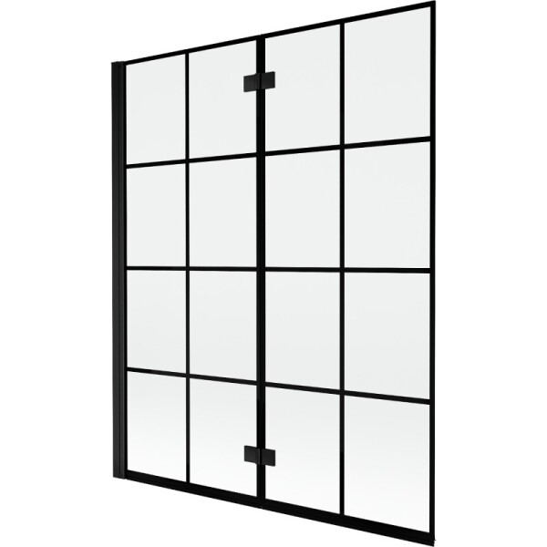 MEXEN - MIST vaňová zástena 140x150 cm 6mm 2-s, čierna, dekor, ľavá 8A9-140-002-70-77-L