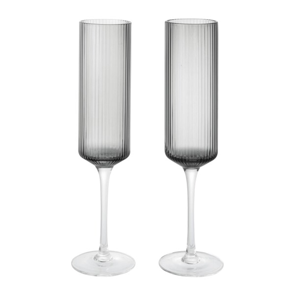 Ferm Living Poháre Ripple Champagne Smoked Grey – set 2 ks