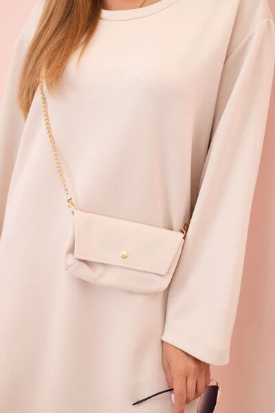 Dámska viskózová sukňa s reťazovou taškou v béžovej farbe UNI