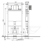 SAPHO - AVVA závesné WC Rimless s podomietkovou nádržkou a tlačidlom Schwab, čierna mat 100314-110-SET5