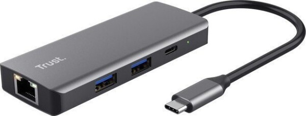 Trust Dalyx 6v1 USB-C strieborná / USB hub / 2x USB-A 3.2 / 2x USB-C 3.2 / HDMI 2.0 / RJ-45 (24968)