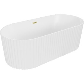 MEXEN/S - Paola voľne stojaca vaňa reliéf 170 x 80, biela mat, sifón a prepad zlatá kartáčovaná 52721708001-55