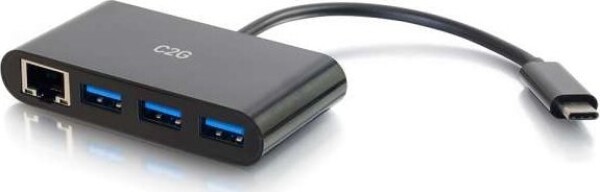 C2G C2G USB C Ethernet and 3 Port USB Hub Black - Hub - 3 Ports - Netzwerkadapter - USB-C - Gigabit Ethernet x 1 + USB 3.0 x 3 - Schwarz